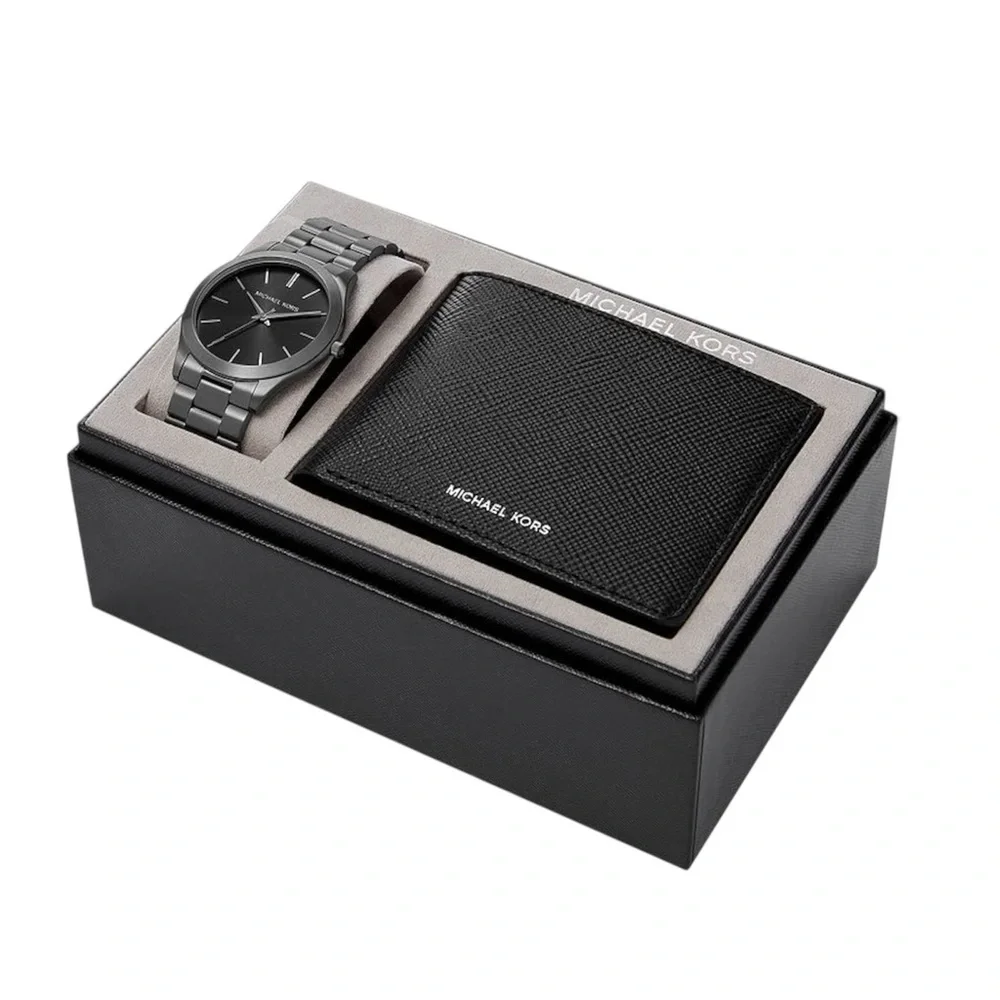 Michael Kors MK1044 Mens Slim Runway Watch and Wallet Gift Set